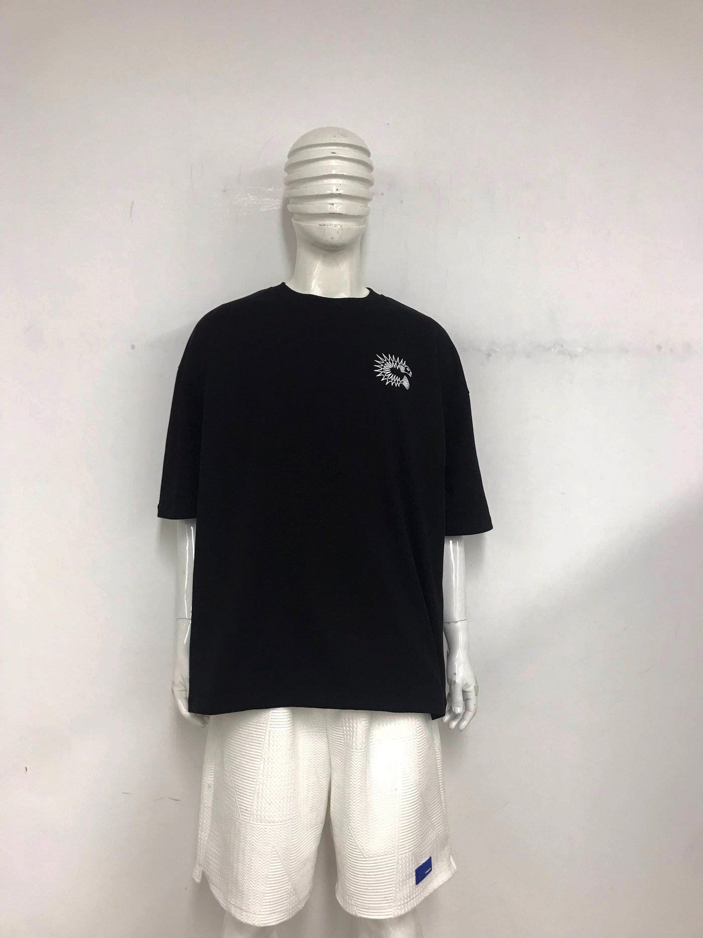 T-Shirt - ﻿Jet Black: High Quality Thick Cotton - w/ White Crest Logo Embroidery