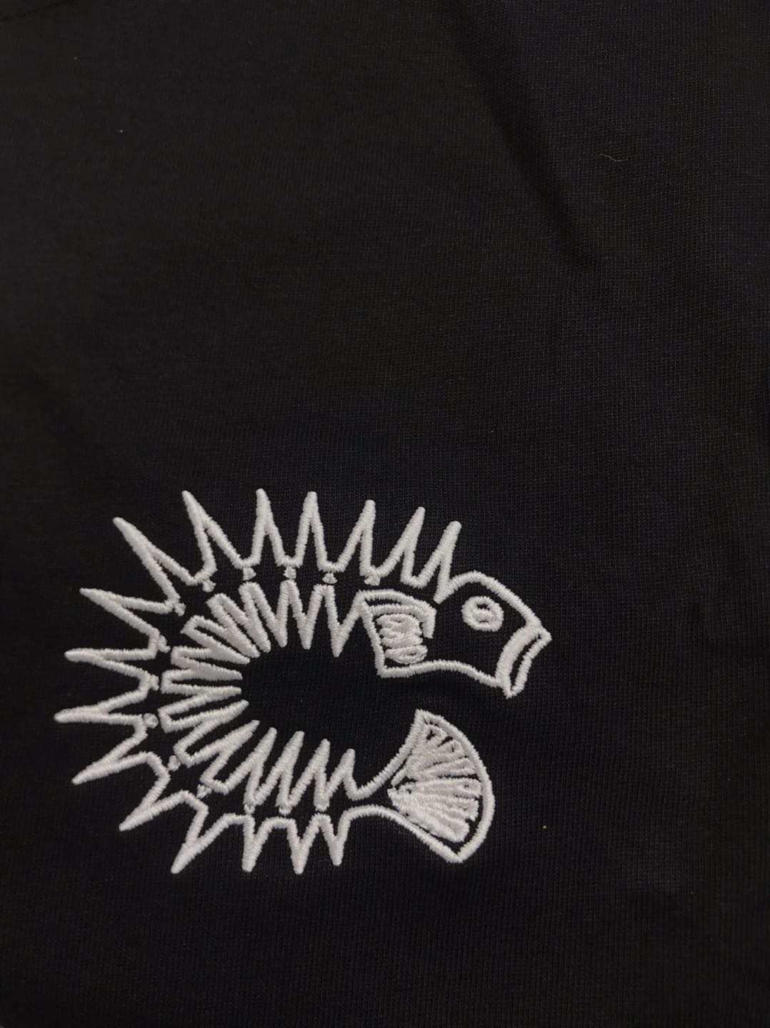 T-Shirt - ﻿Jet Black: High Quality Thick Cotton - w/ White Crest Logo Embroidery