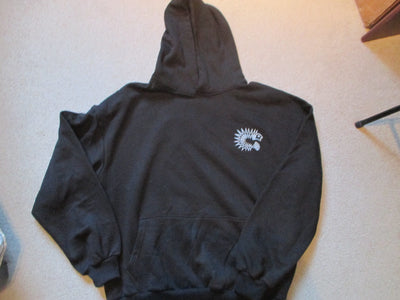 Hoodie : Dark Grey: Custom Designed Drop Shoulder Oversized Heavy Cotton Fleece Hoodie w/ White Crest Embroidery