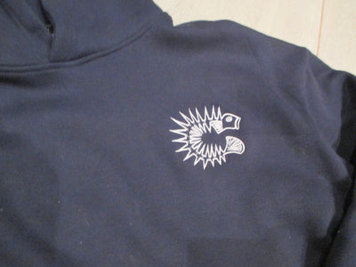 Hoodie : Dark Grey: Custom Designed Drop Shoulder Oversized Heavy Cotton Fleece Hoodie w/ White Crest Embroidery