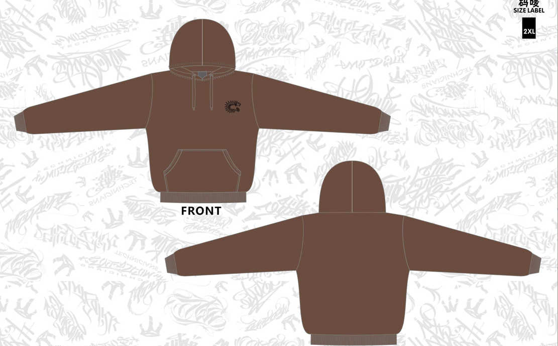 Crest Branded Bomber Hoodie - Outdoor Brown w/ Black Embroidery