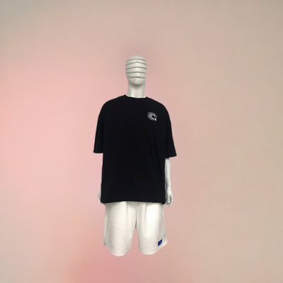 T-Shirt - ﻿Jet Black: High Quality Thick Cotton - w/ White Crest Logo Embroidery
